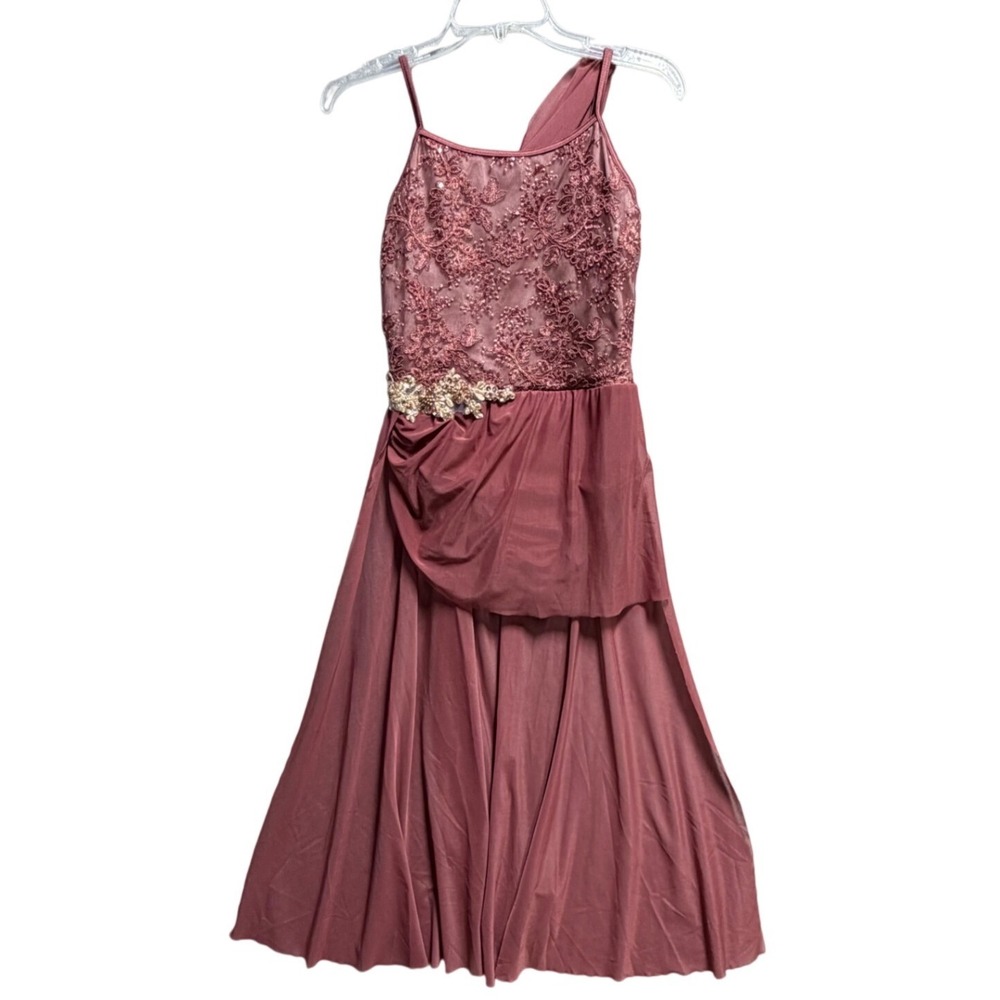 Weissman Mauve Lyrical Dance Dress Sequin Lace High Low Costume XLC Womens